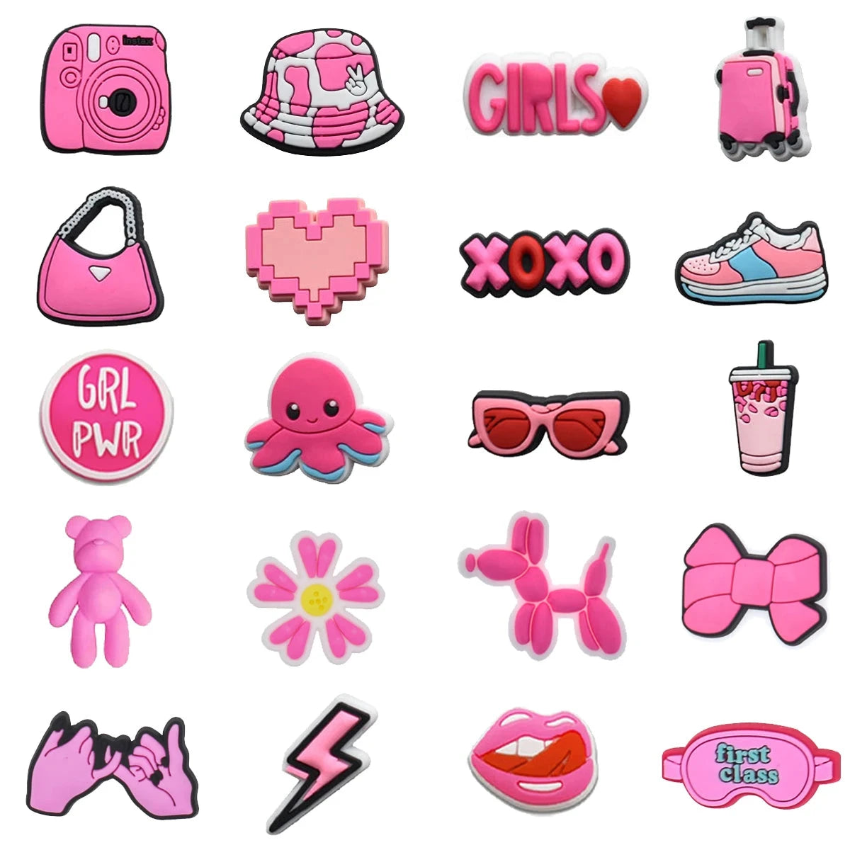 Hot Sales 1Pcs Pink Shoe Charms for Crocs Accessories Pin Shoe Wristband Croc Decorations Buckle Girls Women Party Gifts Good Vibrations