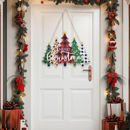 Christmas Door Hanging Merry Christmas Decorations for Home 2025 Navidad Xmas Tree Wall Pendant New Year 2026 Good Vibrations