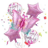 5pcs Colorful Butterfly Happy Birthday Ball Balloon Set Butterfly Theme Birthday Party Wedding Decoration Good Vibrations