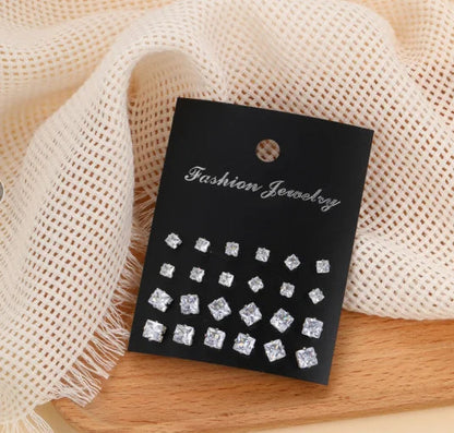 12 Pcs Zircon Earrings Set Briliant Shiny Stud Earrings for Women Simple Pearl Irregular Trendy Jewerly Accessories 2024 New Good Vibrations