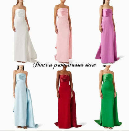 Flowers Prom Satin Evening Dresses Straight Party Dress Pleats Christmas Dress فساتين مناسبة رسمية Customized Good Vibrations