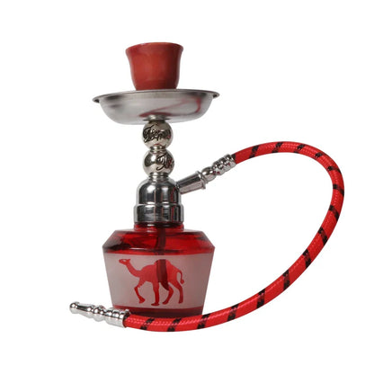 Portable Mini Glass Shisha Set with Ceramic Bowl and Single Hose.