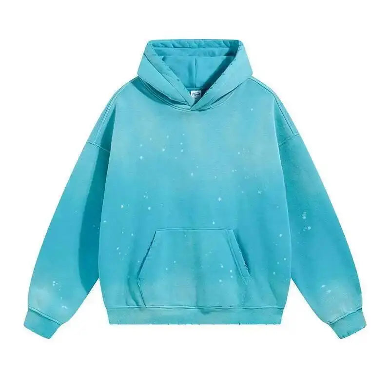 IEFB Spring New Trendy Sets Washed Sweatshirt Sweatpants Splash-ink Spray Dye Velvet Hoodies Autumn Male Wear Menwear 9W125 Good Vibrations