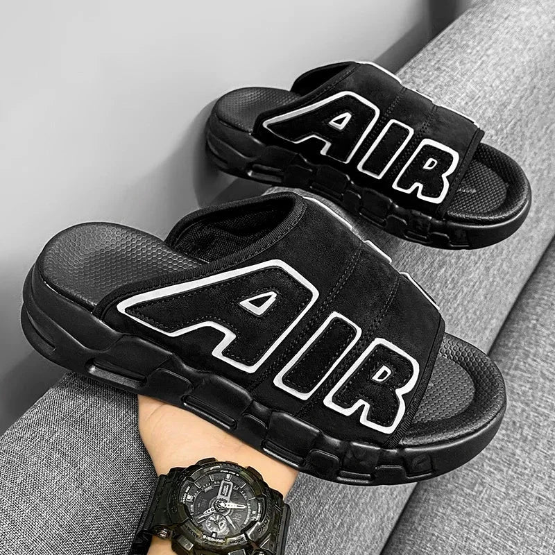 Men Air Cushion Design Slide Man Summer PVC Soft Non-slip Men's Sports Slippers New Slippers for Men Flip Flops Chanclas Hombre Good Vibrations