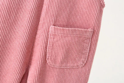 1-4Y Autumn Kids Clothes Korean Style Girls Overalls Corduroy Girls Jumpsuits Embroidery Kids Outfit Good Vibrations