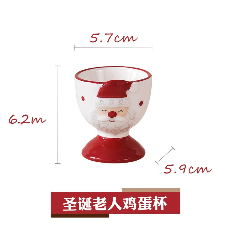 Christmas Hand-painted Ceramic Tableware Set Cute Christmas Steak Plate Embossed Underglaze Color Flat Plate Good Vibrations