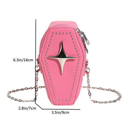 New Coffin Shape Purses Shoulder Bag 2023 Halloween Handbag Crossbody Bag Coffin Purses Women Gothic Women Bag Good Vibrations