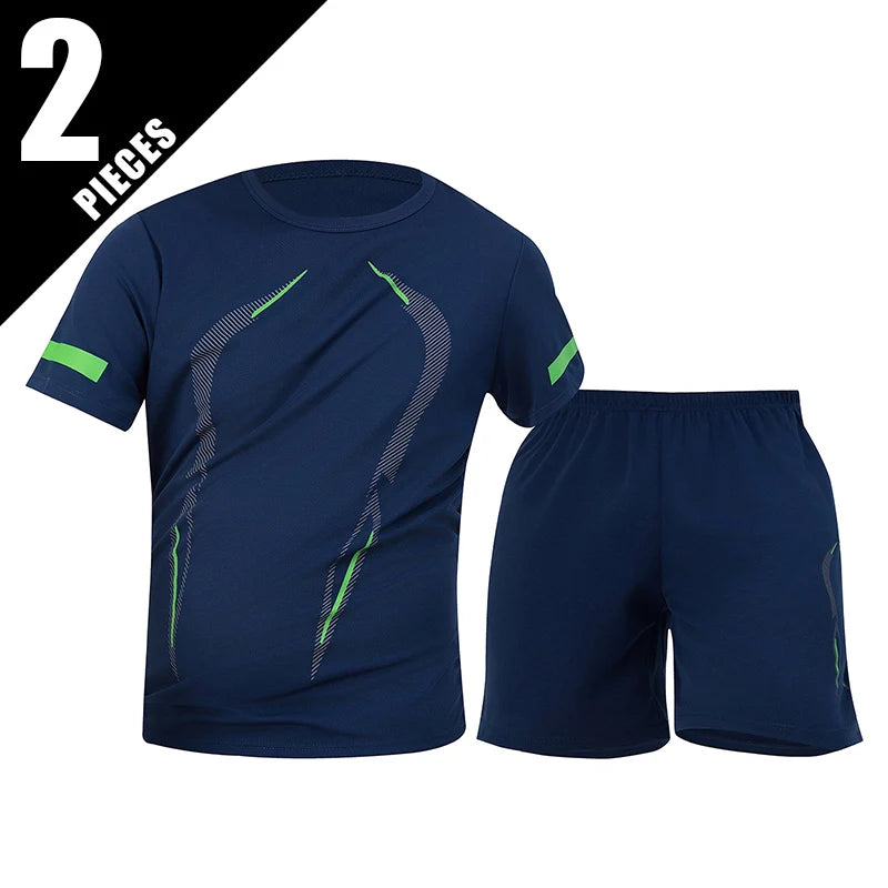 2/4/6 Pcs Plus Size Men's Quick-drying Short-sleeved Shorts Suit Men's Leisure Sports Running Fitness T-shirt Joker Shorts Teen Good Vibrations