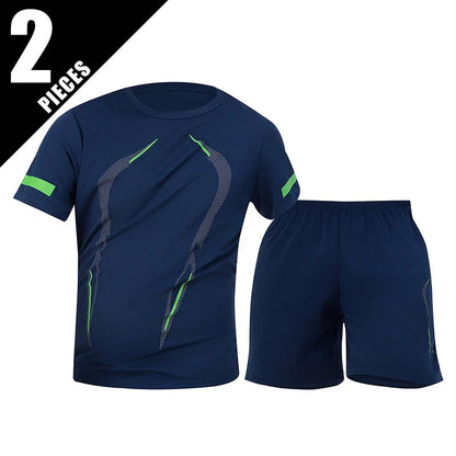 2/4/6 Pcs Plus Size Men's Quick-drying Short-sleeved Shorts Suit Men's Leisure Sports Running Fitness T-shirt Joker Shorts Teen Good Vibrations