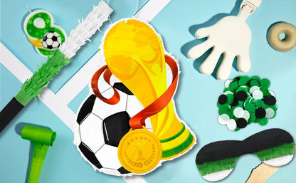 Soccer Ball Pinata, 4 Pcs Soccer Pinatas Bundle - 15.1''Soccer Theme Piñata,Soccer Party Pinata Stick&Games Blindfold etc Good Vibrations