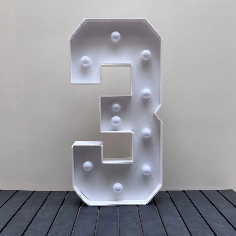 1Pc 73cm/28.7inch Light Up Digital Marquee Frame White Lights KT Board Number 0-9 Plug-in KT Board With Bracket Party Decorative Good Vibrations