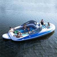 New Inflatable Boat 6 People Inflatable Floating Island Sea Party Inflatable Yacht Thickened PVC Drift Boat Yacht Floating Raft Good Vibrations