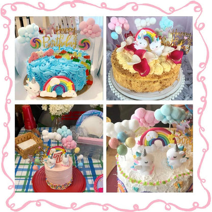 Birthday Unicorn Cake Topper,Rainbow Balloon Cake Decorations Cupcake Toppers for Girls Unicorn Birthday themed Party Supplies Good Vibrations