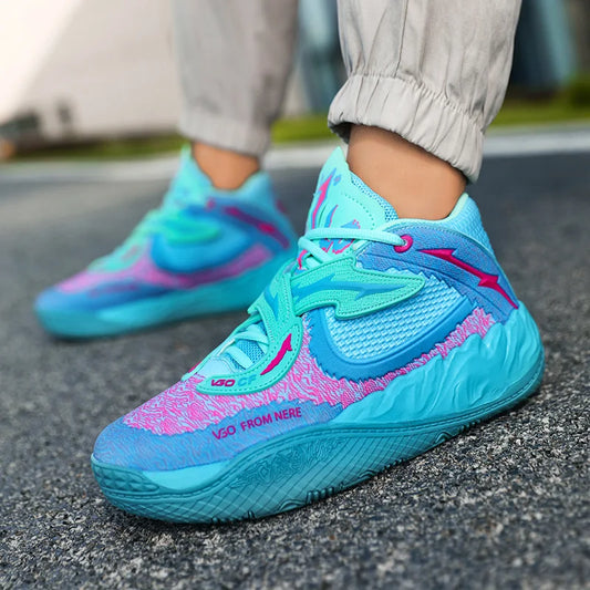 New basketball shoes with Velcro MD+rubber anti slip sole, high elastic response, suitable for both men's and women's indoor and Good Vibrations