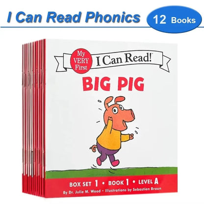 12 Books/Set I Can Read Phonics My Very First Picture Book for Children Kids English Story Picture Books Baby Learning English Good Vibrations