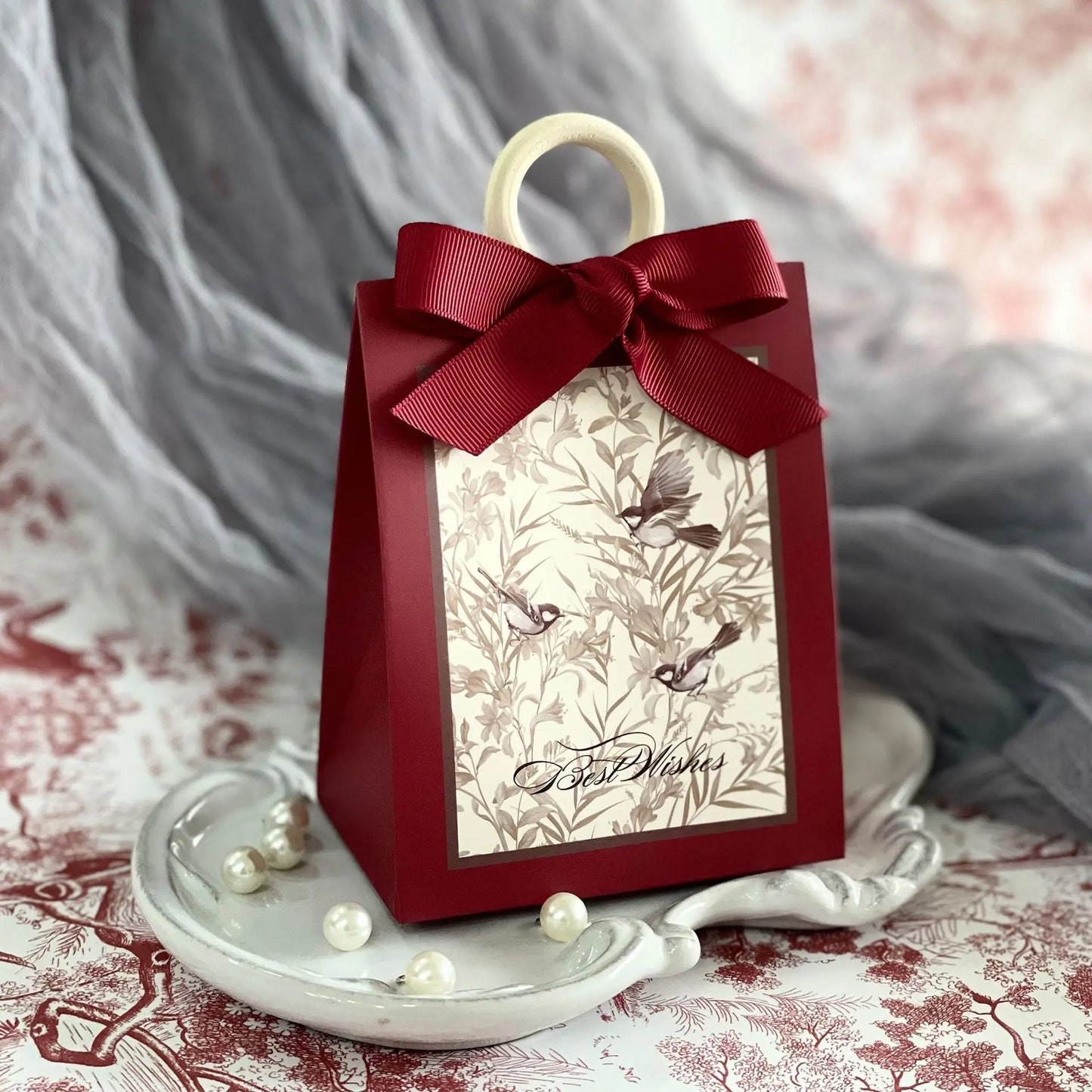 DIY Favors Birthday Party Jelwery Gift Packing Box Flowers Birds and Forest Wedding Candy Box with Wooden Ring Empty Paper Boxes Good Vibrations