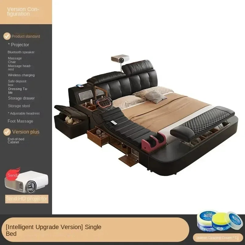 Modern Double Bed Girls Design Smart Bedroom Queen King Size Bed Beauty Sleeping Princess Leather Cama Lounge Suite Furniture Good Vibrations