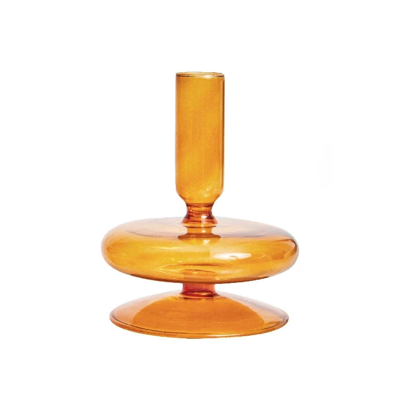 Floriddle Taper Candle Holders Glass Candlesticks for Home Wedding Table Decoration Glass Vase Table Bookshelf Candles Stand Good Vibrations