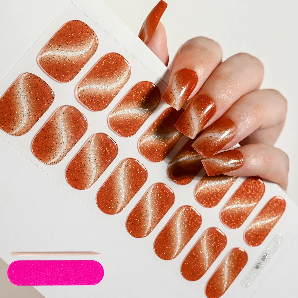 UV Semi-Cured Gel Nail Wraps Stickers Strips French Long Lasting Full Cover LED Gel Semi Cured Nail Sliders For Nail Extension & Good Vibrations
