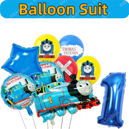Thomas Birthday Decorations Cartoon Train Balloons Paper Tableware Stickers Backdrop For Kids Boy Girl Party Supplies Toy Gifts Good Vibrations