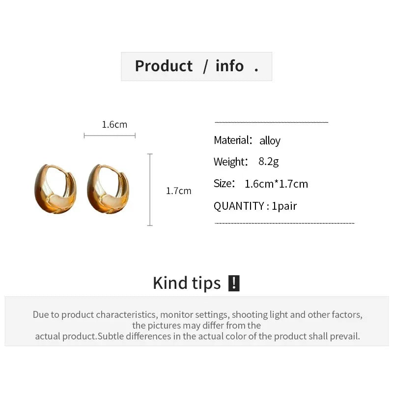 Punk Oval Hoop Earrings with Geometric Ear Buckle Minimalist U-Shaped Design for Daily Wear Fashionable Metal Accessory Good Vibrations
