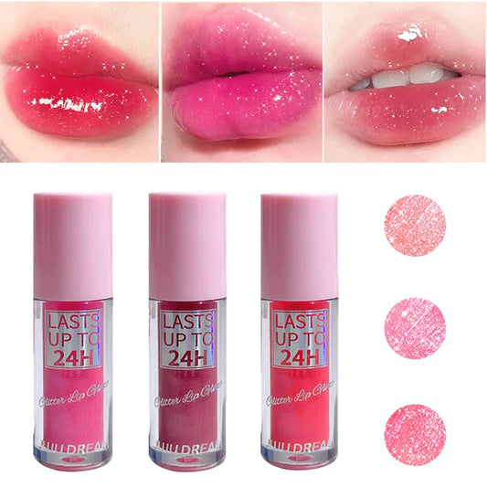 Flowing light Glitter Lip Glaze Long Lasting Lip Gloss Waterproof Liquid Lipstick Makeup Lip Oil Lip Tint Moisturizing Good Vibrations