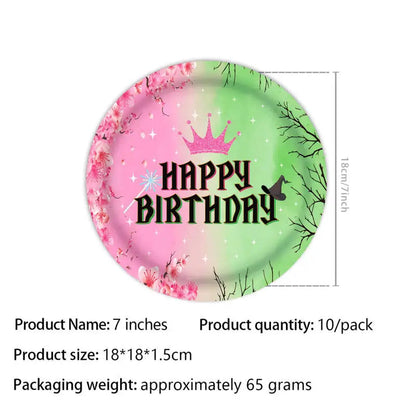 50pcs Wicked Birthday Party Decorations Disposable Tableware Cup Plate Napkins Banner Tablecloth Magic Witch Kids Party Supplies Good Vibrations