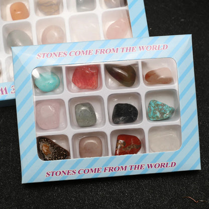 1set Natural Mineral Specimen Gift Box, Gemstones Collectible Sample, Home Student Decoration, Healing Stones, Gift Collection Good Vibrations