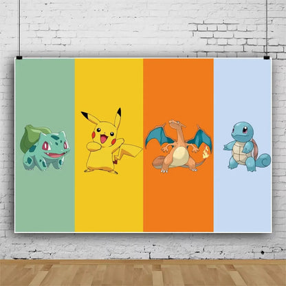 Pokemon Birthday Party Supplies Pikachu Decoration Banner Balloons Tableware Set Plates Napkins Baby Shower Children's Toy Gifts Good Vibrations