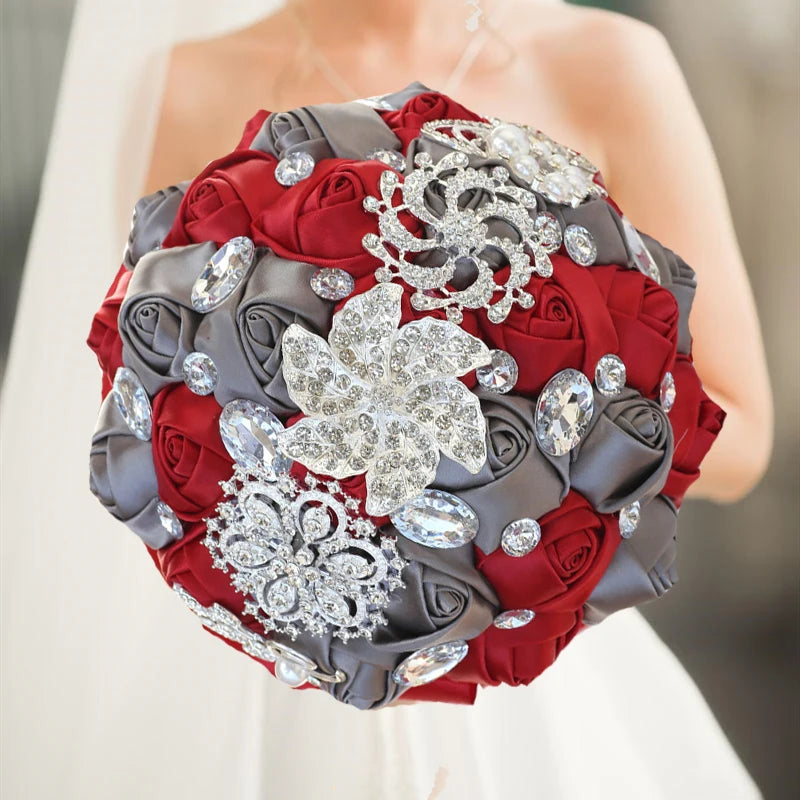 Green Crystal Wedding Bouquet Red Brooch bouquet wedding Wedding flowers Bridal Bouquets Good Vibrations