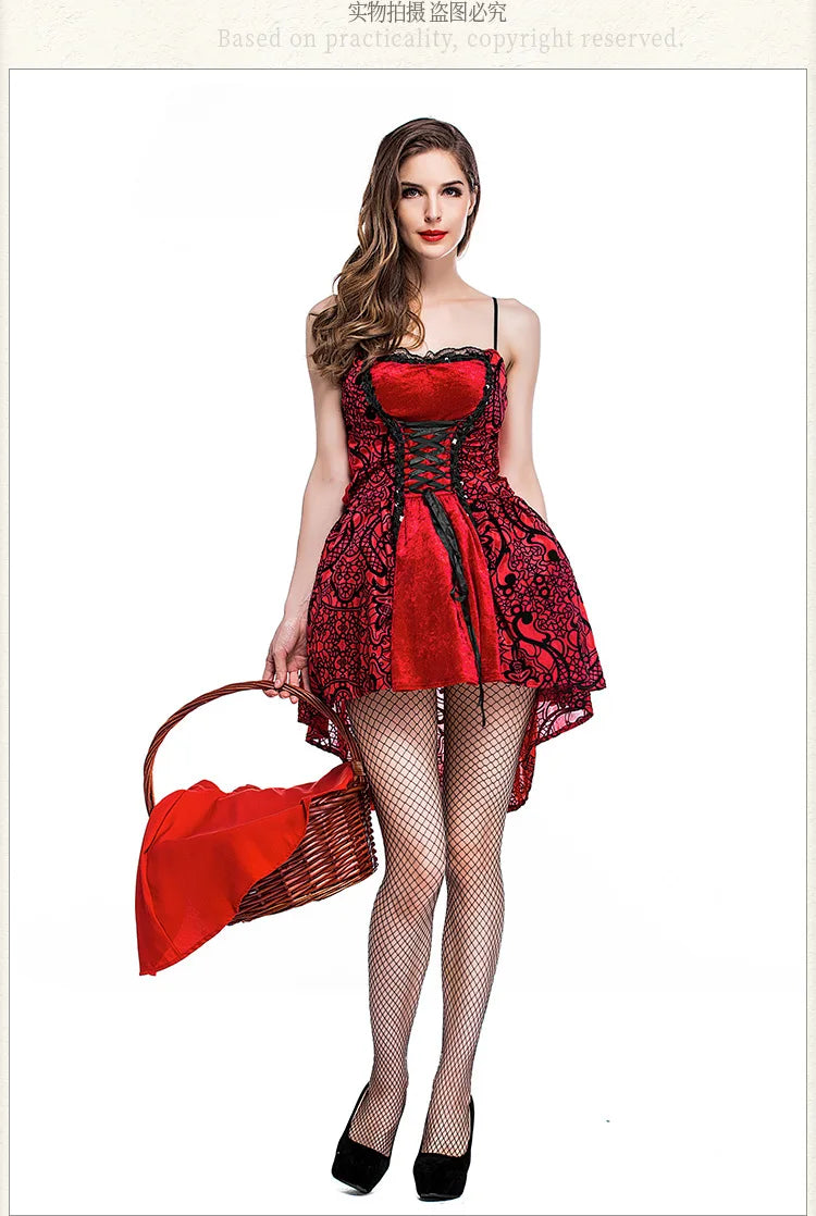Halloween costume Goth little Red Riding Hood club queen costume cosplay costume stage dress Good Vibrations