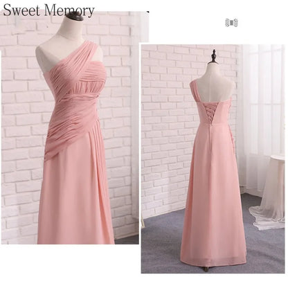 Customized Chiffon Dusty Pink Bridesmaid Dress Wedding Party Gowns Sweet Memory Bride Robes Formal Gowns For Long Prom Dresses