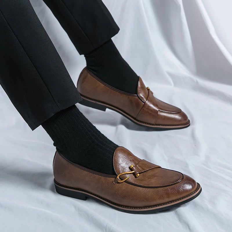 Black Loafers for Men Fashion Stone Pattern Men's Formal Monk Shoes Business Handmade Leather Men's Social Shoes Driving Shoes Good Vibrations