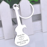 Wedding Gifts for Guests Wedding Souvenirs Custom Party Favors Personalized Silver Keychains Guitar Shaped Bottle Openers Good Vibrations