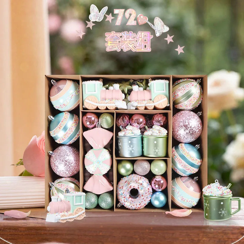 Christmas Macaron Ice Cream Donut Shapes Ball Ornament Xmas Tree Hanging Pendants Home Party Navidad Christmas Decor 2024 Good Vibrations