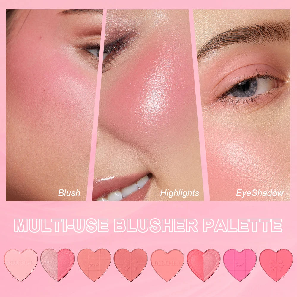 USHAS Blush Plate, 2-Color Optional, Long-lasting Waterproof, Silky and Delicate, Natural Makeup Effect, 3-in-1 Multi-Purpose Good Vibrations