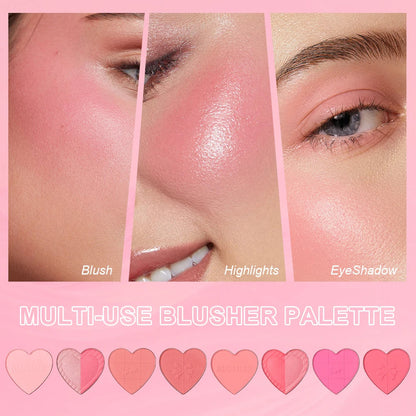 USHAS Blush Plate, 2-Color Optional, Long-lasting Waterproof, Silky and Delicate, Natural Makeup Effect, 3-in-1 Multi-Purpose Good Vibrations