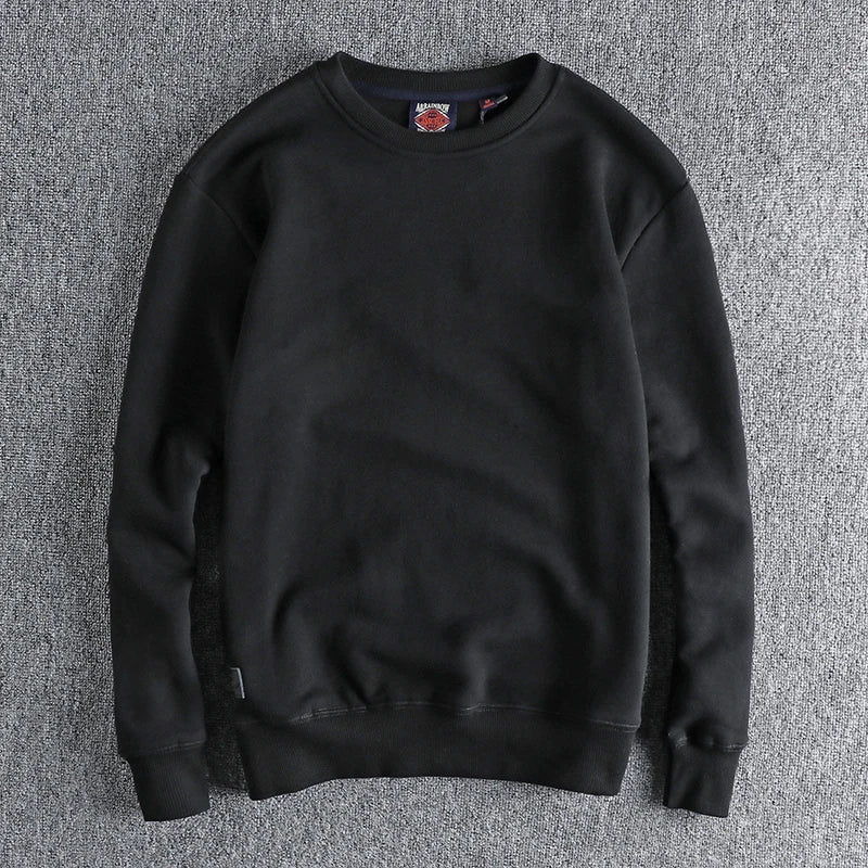 Autumn Winter American Retro Heavyweight Velvet Solid Color Sweatershirt Men's Fashion Pure Cotton Washed Youth Pullover Hoodies Good Vibrations