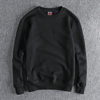 Autumn Winter American Retro Heavyweight Velvet Solid Color Sweatershirt Men's Fashion Pure Cotton Washed Youth Pullover Hoodies Good Vibrations