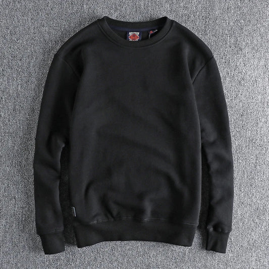 Autumn Winter American Retro Heavyweight Velvet Solid Color Sweatershirt Men's Fashion Pure Cotton Washed Youth Pullover Hoodies Good Vibrations