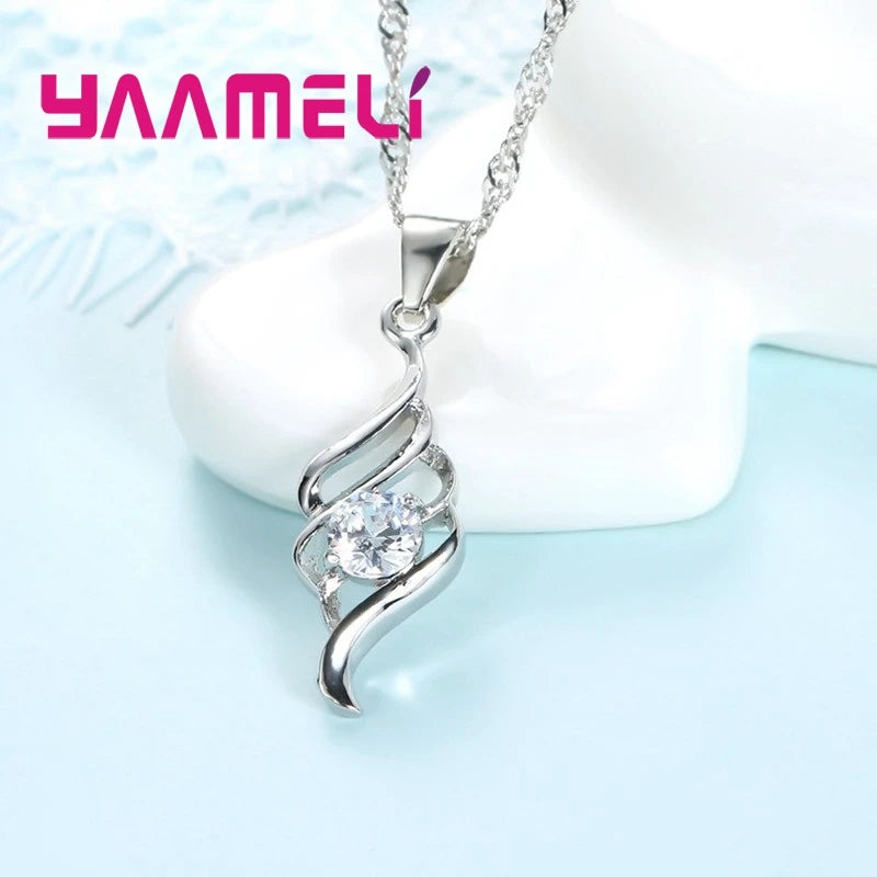 Jewelry Sets For Women Charms 925 Sterling Silver Color Pendant Necklace Hoop Earring Fashion Classic Collares Wedding Gift Good Vibrations Adult Super Store