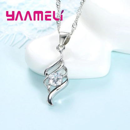 Jewelry Sets For Women Charms 925 Sterling Silver Color Pendant Necklace Hoop Earring Fashion Classic Collares Wedding Gift Good Vibrations Adult Super Store
