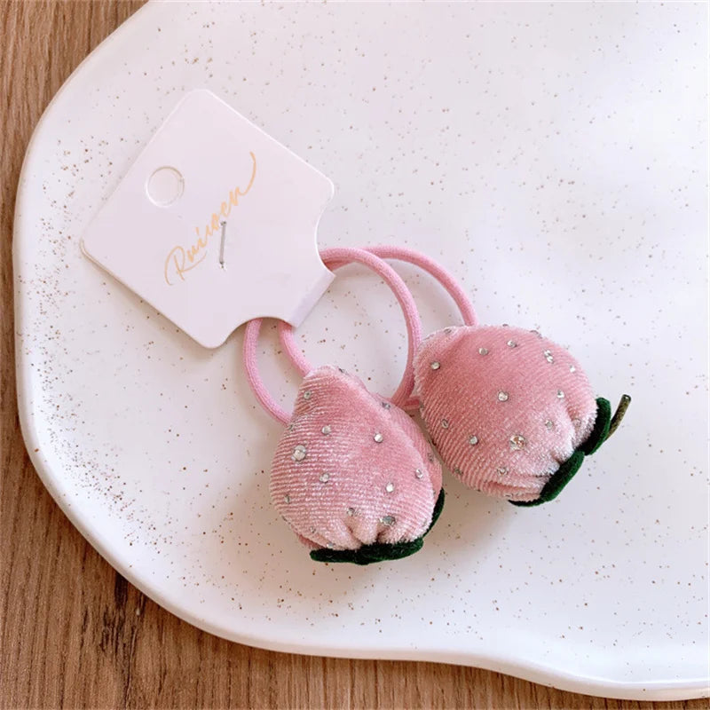 2025 Cute Strawberry Hair Rope Ring Children Gift Baby Girl Kid Elastic Hair Rubber Band Accessories Headdress Headwear Ornament Good Vibrations