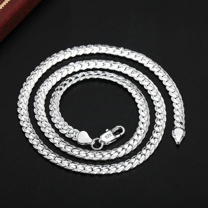Fine Top Brand Silver Color 6mm Chain Necklace for Woman Men 16-24inch Fashion Wedding Party Jewelry Gift Dropshipping Good Vibrations