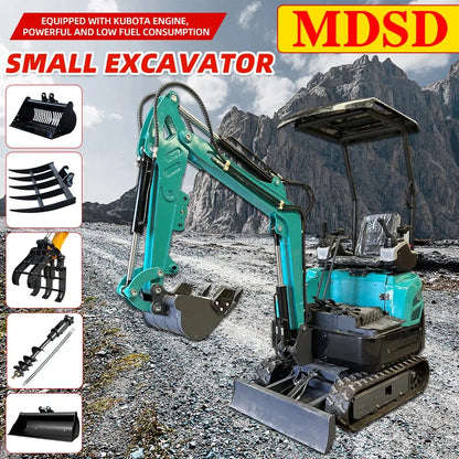 New Mini Excavator For Kubota  Agriculture Crawler 1.2 Tons Excavator Kubota Engine Electric Diesel Mini Excavator For Sale Good Vibrations