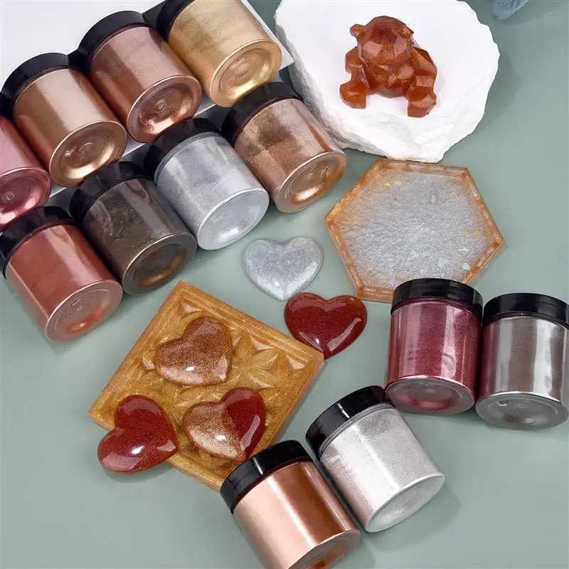 50g Shimmer Metallic Gold Silver Color Pigment Pearlescent Colorant Pearl Pigment Dye UV Resin Epoxy Colour Jewelry Making Good Vibrations