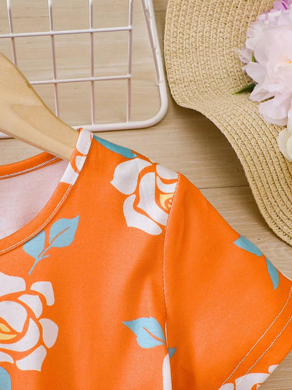 Girls' dress, children's clothing, summer casual dress, lightweight and breathable, suitable for girls aged 4 to 12. Good Vibrations
