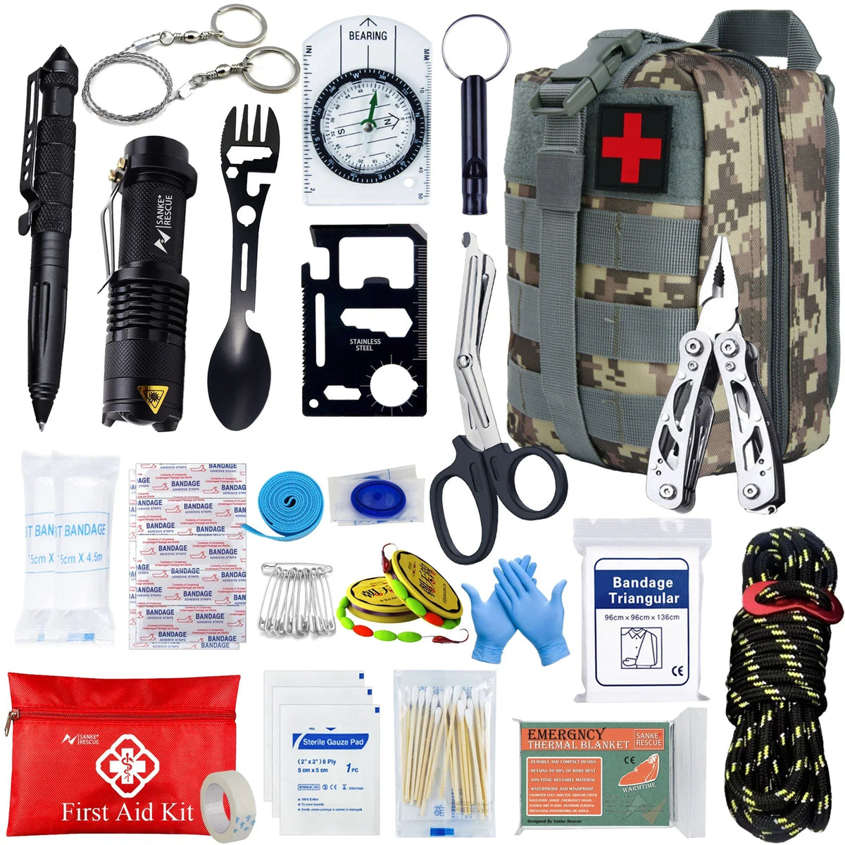 Survival First Aid Kit Survival Full Set Molle Outdoor Gear Emergency Kits Trauma Bag Camping Hiking IFAK Adventures Bag Good Vibrations