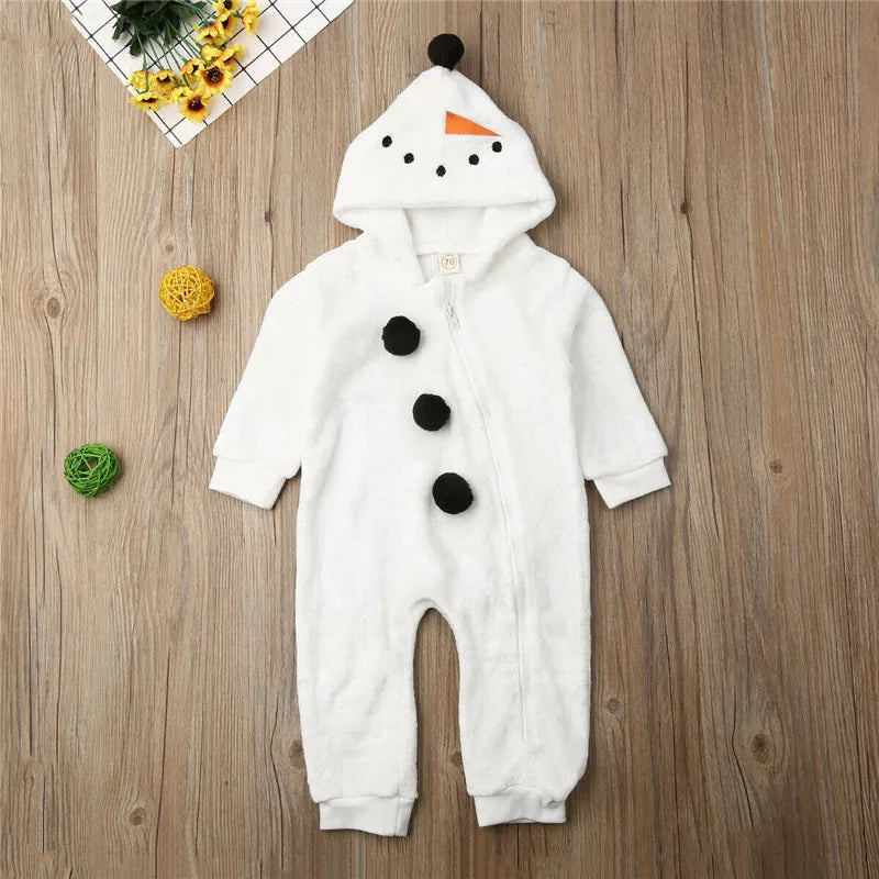 0-36months Infant White Fleece Jumpsuit Long Sleeve Zipper Open Front Hooded Romper For Boys And Girls Autumn Winter Playsuit Good Vibrations