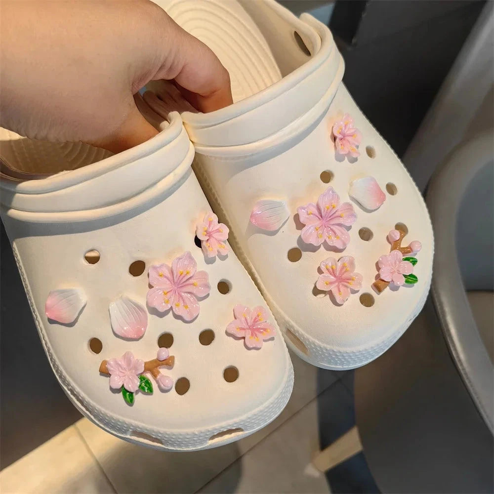 Purple Flowers Shoe Charms Designer DIY Cute Shoes Decaration Party Accessories Clogs Kid Boy Women Girls Gifts Good Vibrations